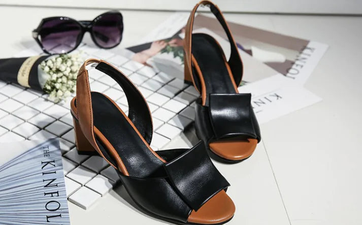 Chunky Heel Open Toe Women's Sandals with Ankle Strap