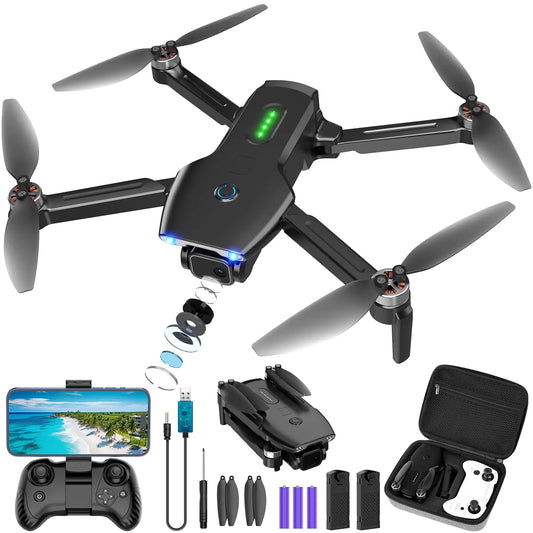 Drone with Camera Brushless Motor 1080P FPV Drone with 2 Batteries One Key Take Off/Land 360 Flips Waypoint Fly Altitude Hold Gravity Control Foldable Mini Drones for Kids Adults Beginner