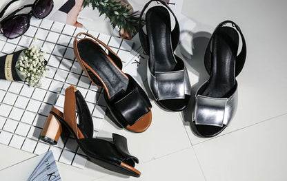 Chunky Heel Open Toe Women's Sandals with Ankle Strap