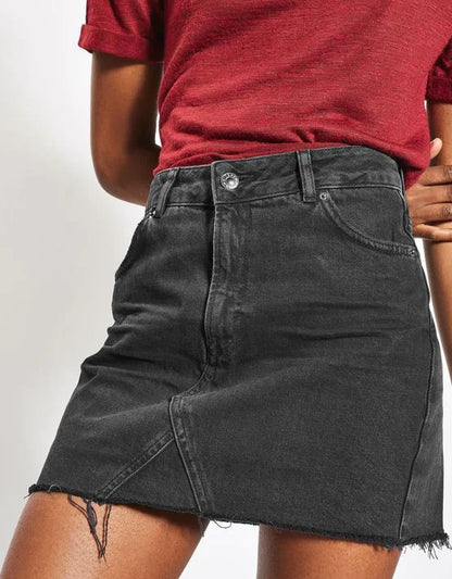 Denim Midi Skirt, A-Line Skirt, Half Skirt