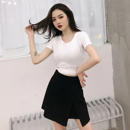 Irregular Split Hem Midi Skirt Pants