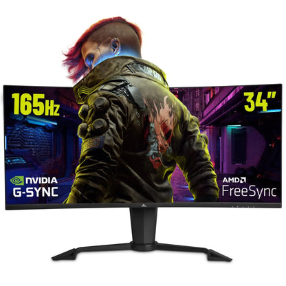 34 inch Ultrawide Curved Gaming Monitor WQHD 3440X1440 Resolution165 Hz 1ms 1500R VA Screen PC Monitor YEYIAN Sigurd 4000 2K Monitor 21:9 PIP/PBP 178° Viewing Angle 121% sRGB 16.7M Tilt Adjustable