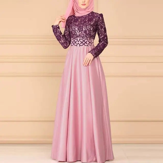 Elegant Bohemian Lace Panel Long Sleeve Dress