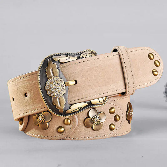 Stylish Women's Wide Waist Belt with Rhinestone Buckle
