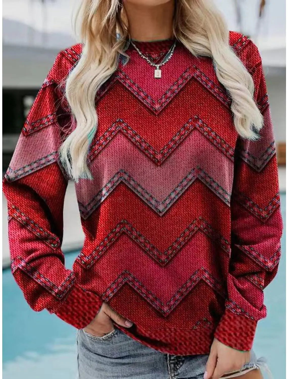 Retro Casual Round Neck Long Sleeve Sweater
