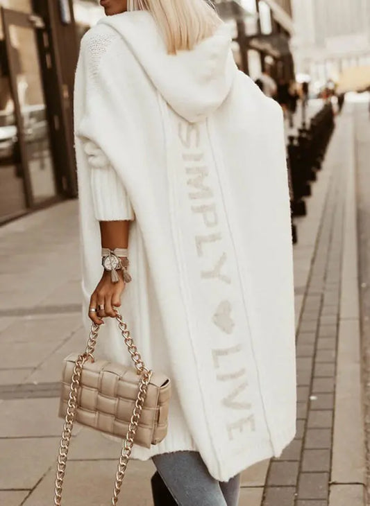 2022 Autumn Winter Long Knit Cardigan with Hood