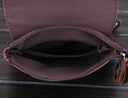 Genuine Leather Crocodile Pattern Men's Shoulder Bag