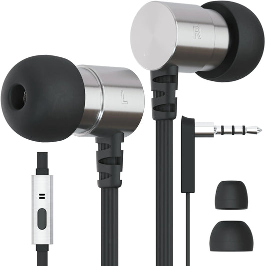 Symphonized Metal Wired Earbuds with Microphone — Corded Earbuds Wired Earphones with Mic for Computer Laptop & Phone — In Ear Headphones Wired Ear buds Wired Ear phones with Wire (3.5mm Aux Jack)