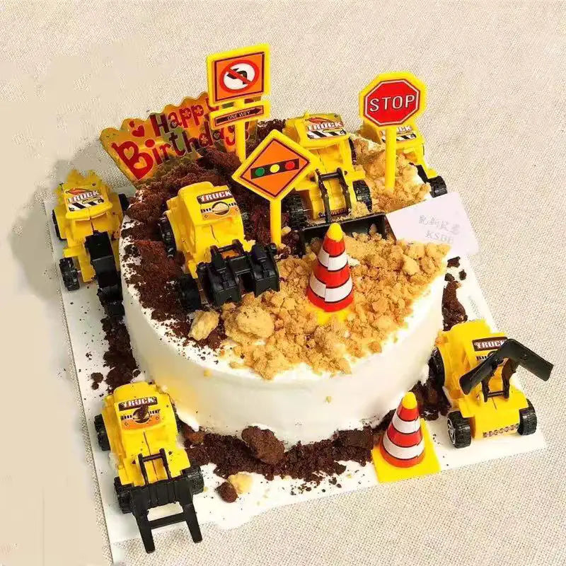 Construction Vehicle Cake Decoration Toy Set for Kids