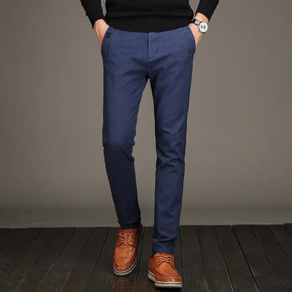 Men's Casual Stretch Pants - Slim Fit Cotton-Linen