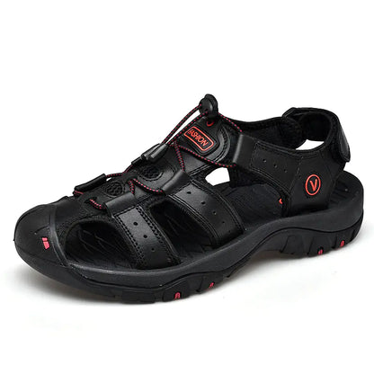 Men's Summer Casual Leather Sandals Size 48