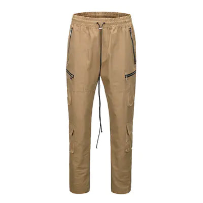 Multi-Pocket Zipper Straight Work Pants and Casual Trousers