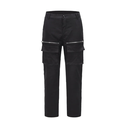 High Street Black Multi-pocket Cargo Trousers with Slits