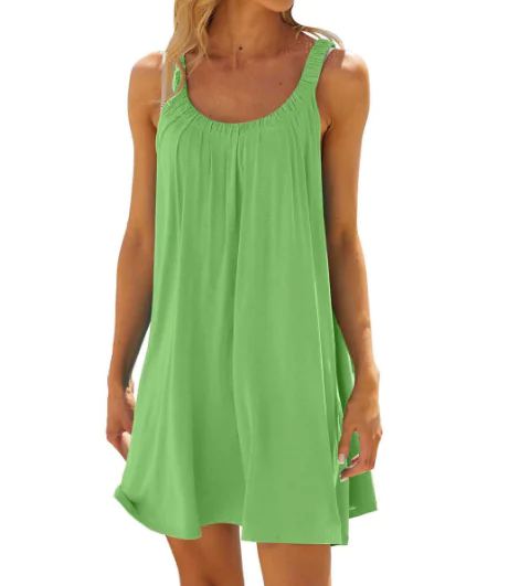 Women's Solid Color Sleeveless Round Neck Dress