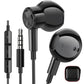 3.5mm Headphones Wired Earbuds for MP3 MP4 Player Airplane Corded Earphones Microphone Volume Control Noise Isolation Plug In Ear Buds Aux Cord Headset Kids School Student for Laptop Computer Black