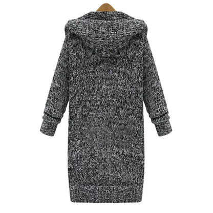 Loose-Fit Knit Cardigan with Hood for Women