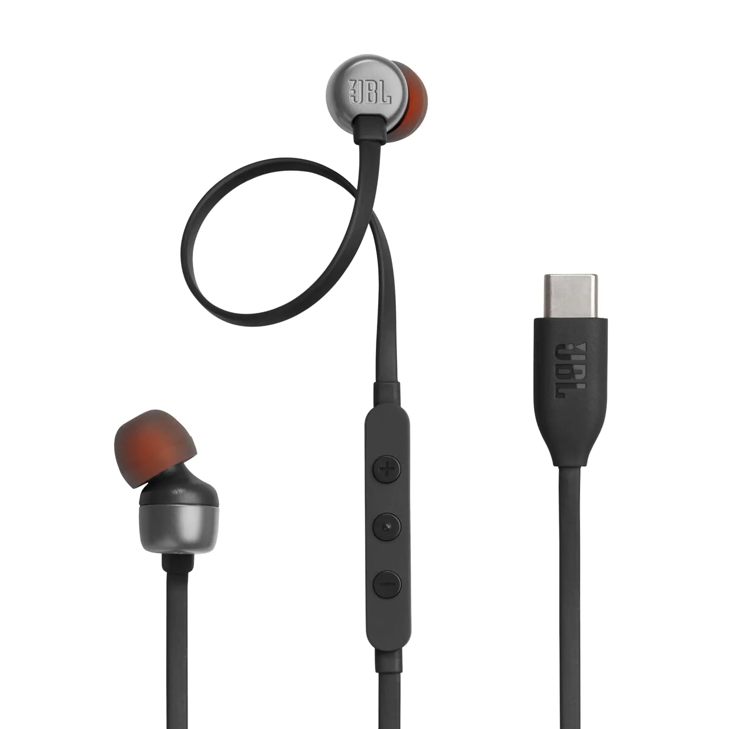 JBL Tune 310C - Wired Hi-Res in-Ear Headphones Tangle-Free Flat Cable 3-Button Remote with Microphone (Black)